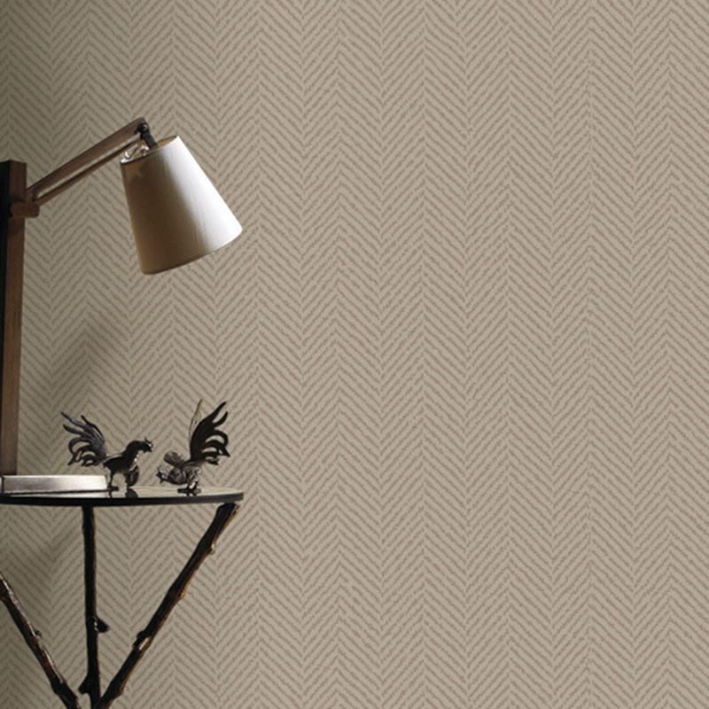 Herringbone Wall Decor in Natural Color Non-Woven Fabric Wallpaper Roll for Bedroom, 33'L x 20.5"W