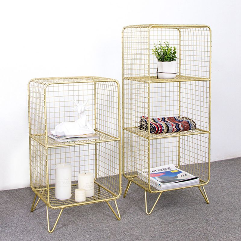 Contemporary Iron Standard Bookshelf Vertical Closed Back Bookcase for Home