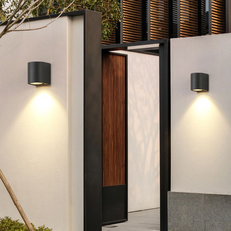 Contemporary Aluminum Wall Light Geometric Wall Washer in Black for Outdoors