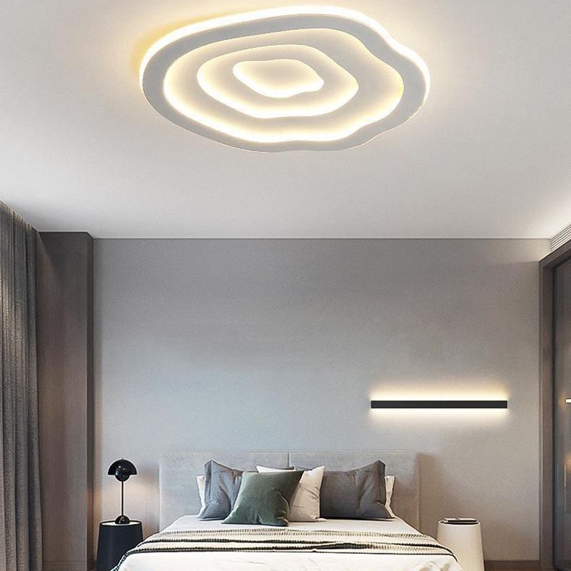 Single Modern White Flush Mount Lighting LED Acrylic Ceiling Light for Bedroom