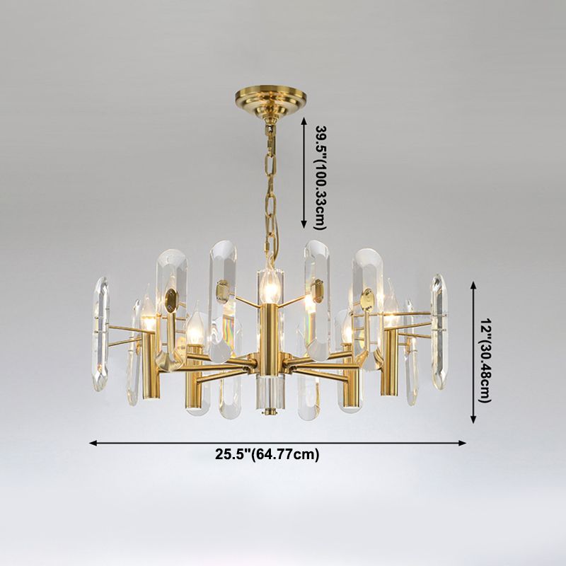 Modern Luxury Hanging Light Crystal Geometric Chandelier for Living Room