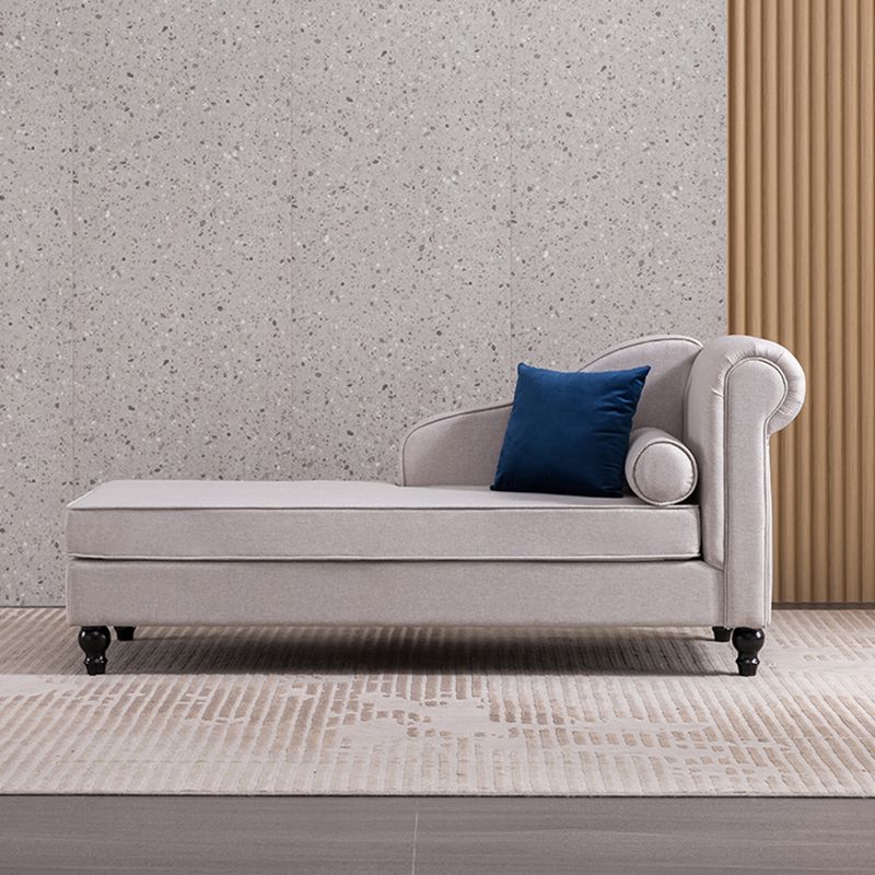 Wood One Armed Contemporary Chaise Rolled Arms with Legs for Living Room
