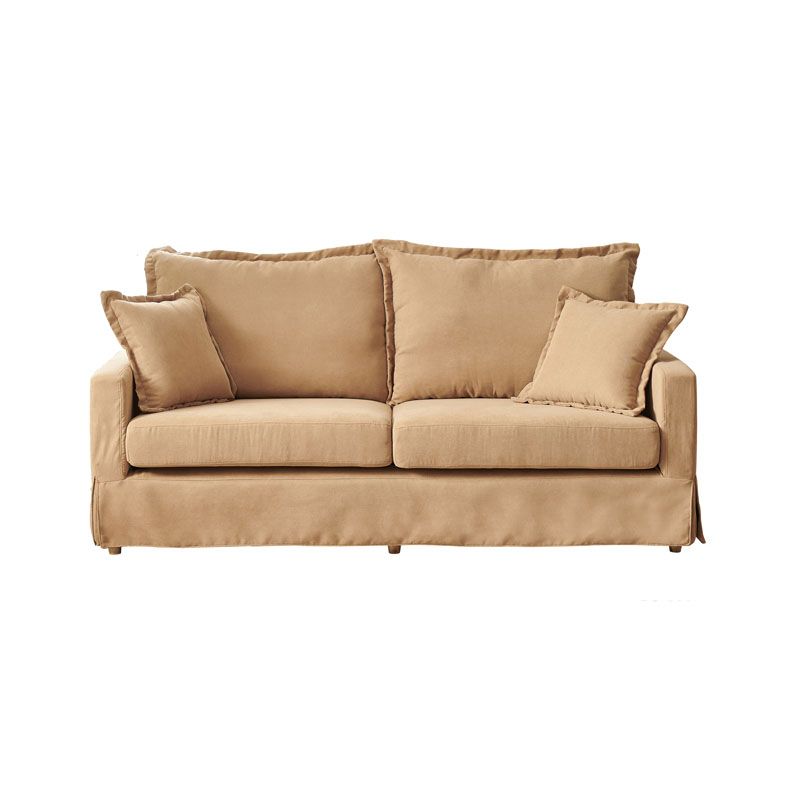 39.37" H Contemporary Cotton Blend Square Arm Loveseat with 2 Pillows