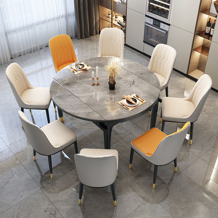 Modern Foldable  Stone Dining Table Rubber Wood Legs for Dining Room