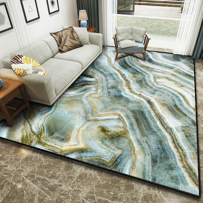 Art Deco Nordic Rug Multi Color 3D Marble Print Carpet Anti-Slip Stain Resistant Pet Friendly Rug for Great Room