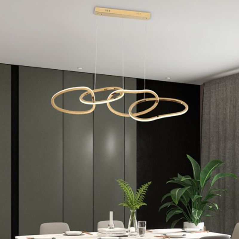 Postmodern Metal Chandelier Multi Light Linear Hanging Light for Dining Room