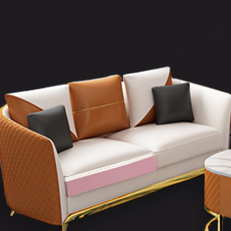 Cushions Tuxedo Arm Sofa Glam Genuine Leather Sofa with Legs