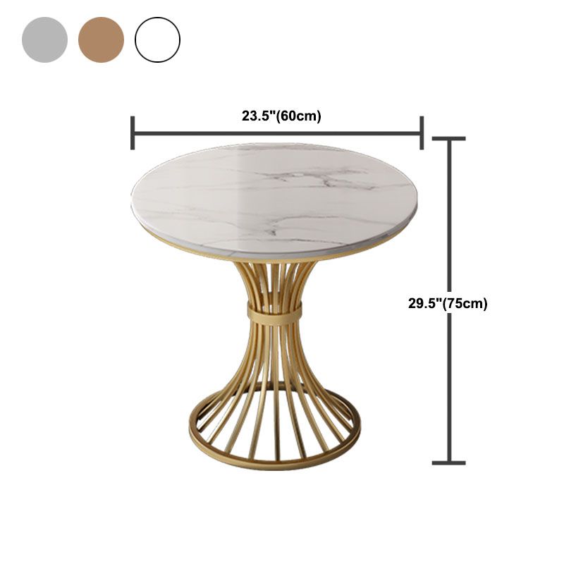 Traditional Luxury Dining Table Sintered Stone Round Table with Gold Base