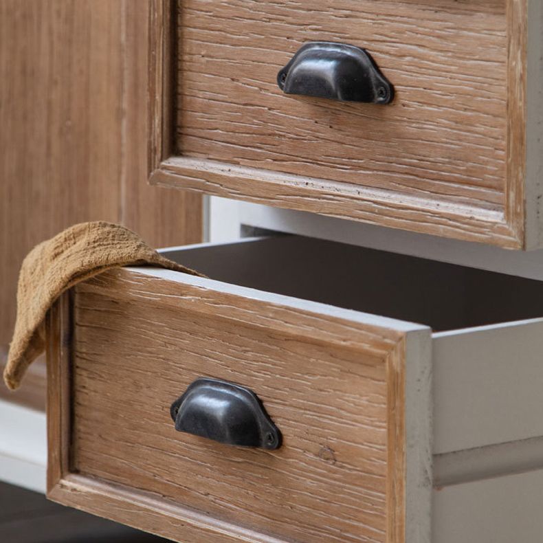 Wood 1 - Door Accent Cabinet Distressed Brown Shelves Included Chest with Drawers