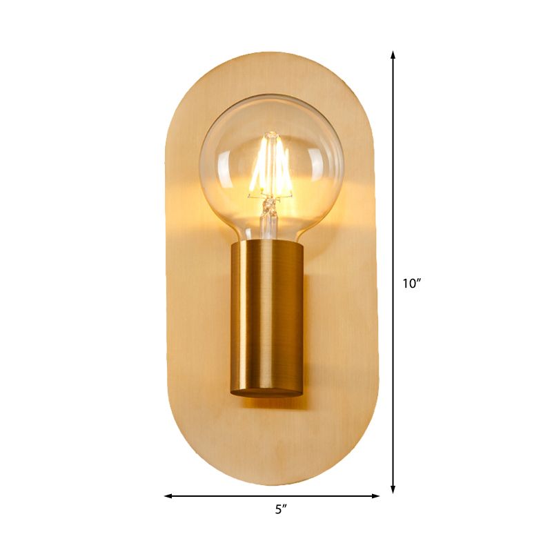 1 hoofd blootgestelde lamp wandmontage lamp met ovale metalen achterplaat post moderne wandverlichting in goud