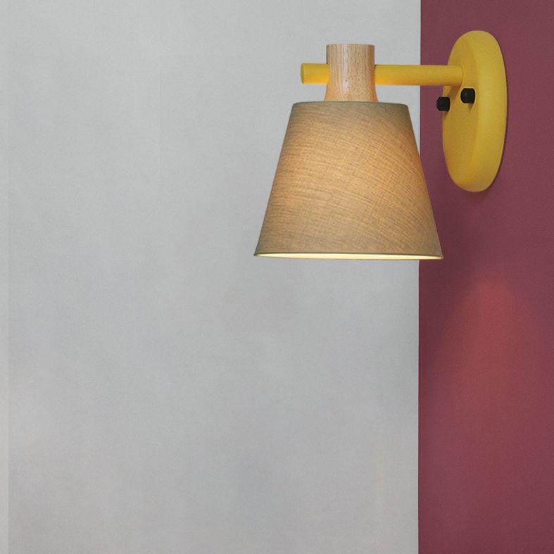 Cone Wall Wall Mount Light Fixture Modern Style Fabric Bedroom Wall Lighting Fixture