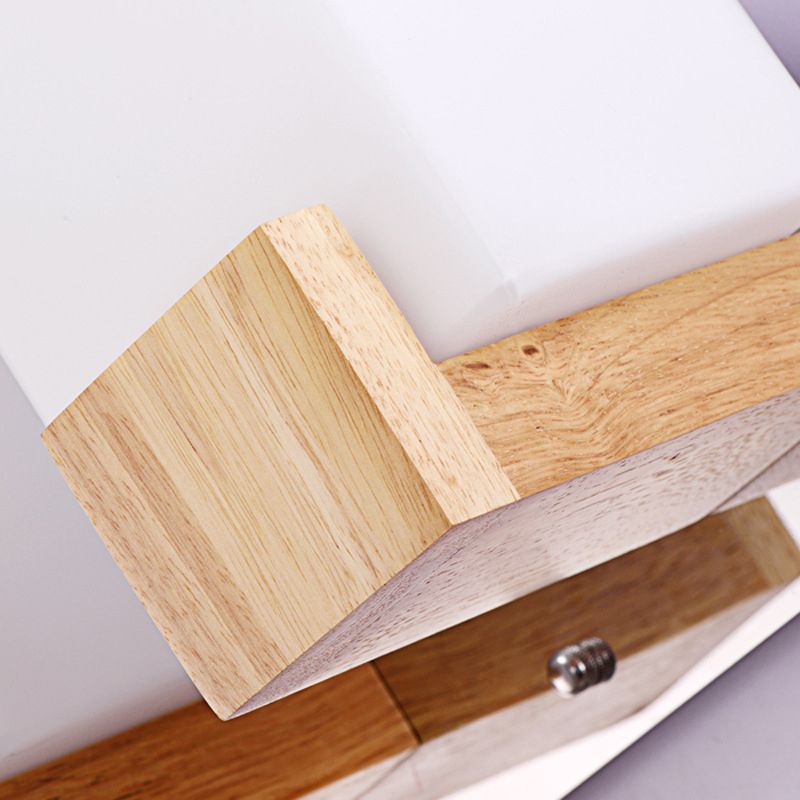 Quadratische Form Holzwand montieren leichte moderne einfache Glasschattenleuchte für Schlafzimmer