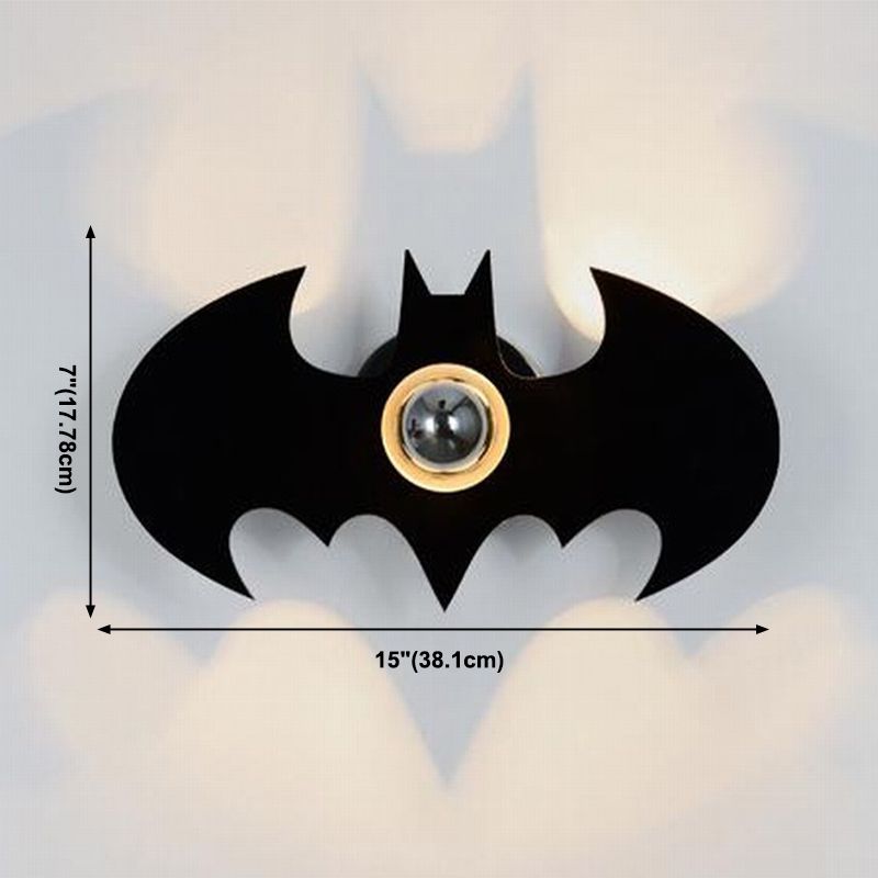 Black 1 Light Wall Sconce Acrylic Batman Wall Light Fixture for Kids Room