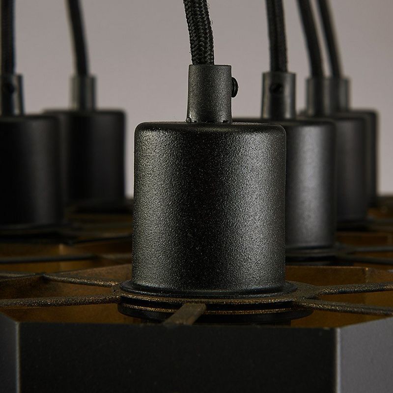 Honeycomb Bistro Multi-Light Pendant Industrial Metal Black Suspension Lighting Fixture
