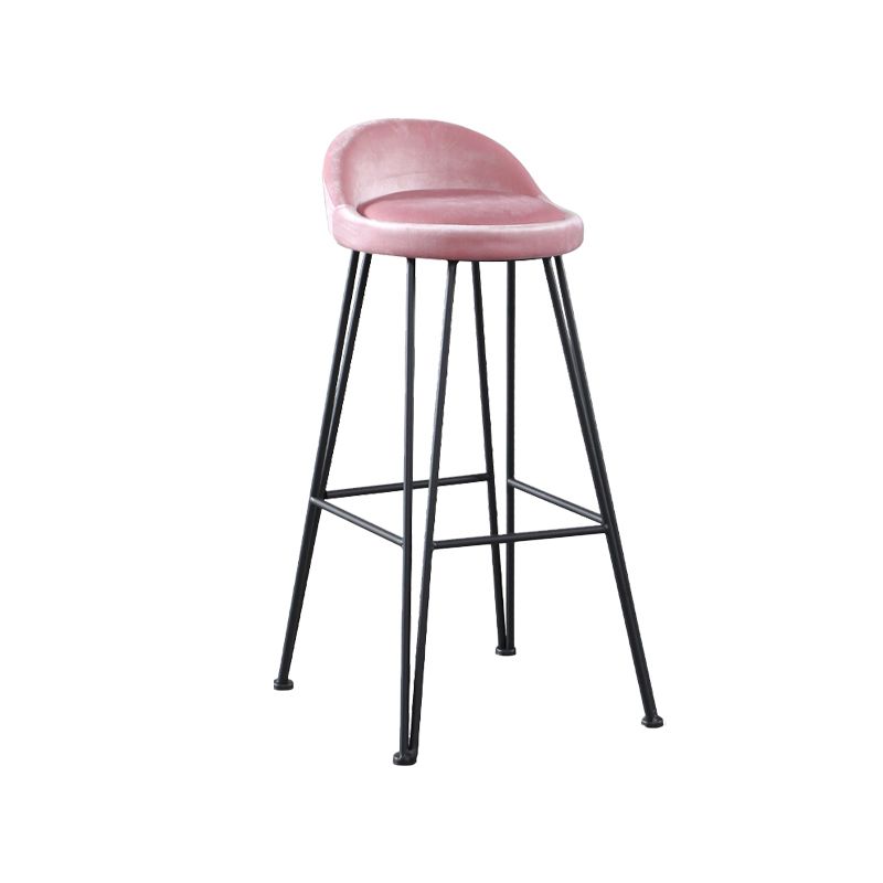 Industrial Footrest Counter & Bar Stool Low Back Indoor Velvet Counter Stool