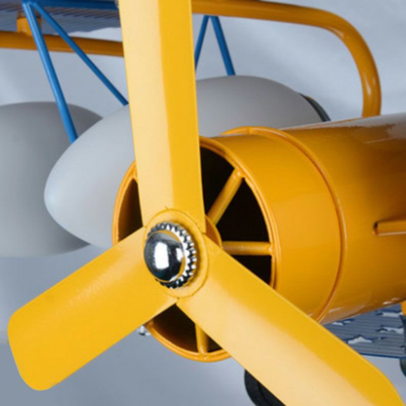 Jet Plane LED Suspension Light Kids Style Metallic Yellow Chandelier Lighting