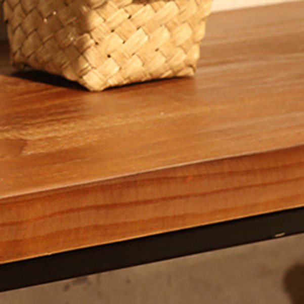 Natural Wood Top Bar Table Rectangle Industrial Footrest Indoor Bar Dining Table