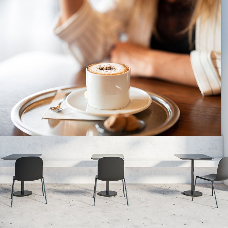 Customized Cappuccino Coffee Mural Wallpaper Stain Resistant Wall Covering for Coffee Shop