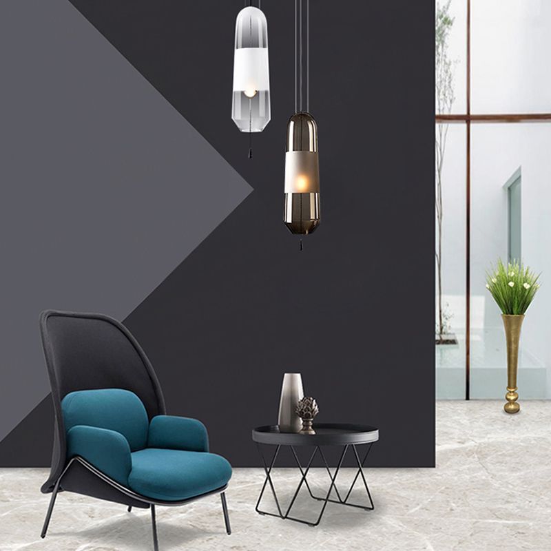 Glass Geometrical Hanging Lamp Modern Style 1 Head Pendant Lighting for Bedroom