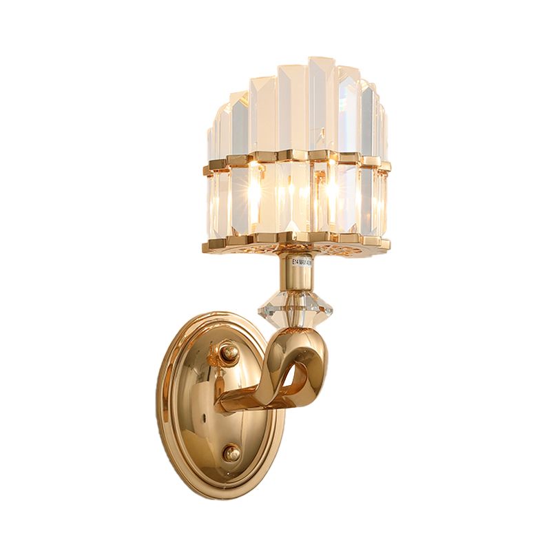 Crystal Gold Wall Lamp Geometric 1/2 Bulbs Modernist LED Wall Lighting Fixture for Living Room