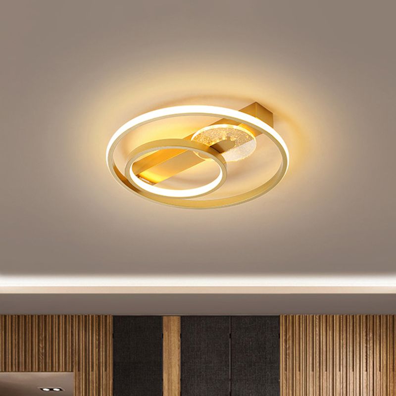 Metal Hoop Flushmount Lighting Simple Style Gold/White and Black LED Ceiling Flush in White/Warm Light, 16.5"/20.5" Wide