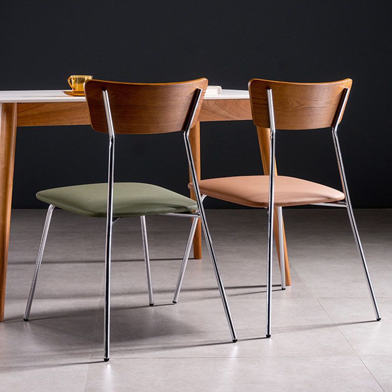 Industrial Style Chair Kitchen Armless Chair with Metal Legs