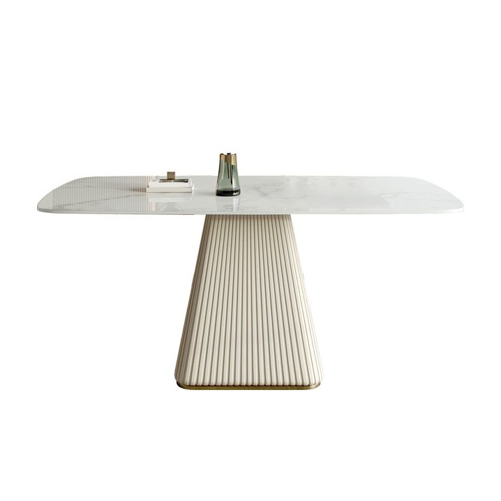 Modern Style 1/2/5/7 Pieces Dining Room Table Rectangle Stone Furniture in White