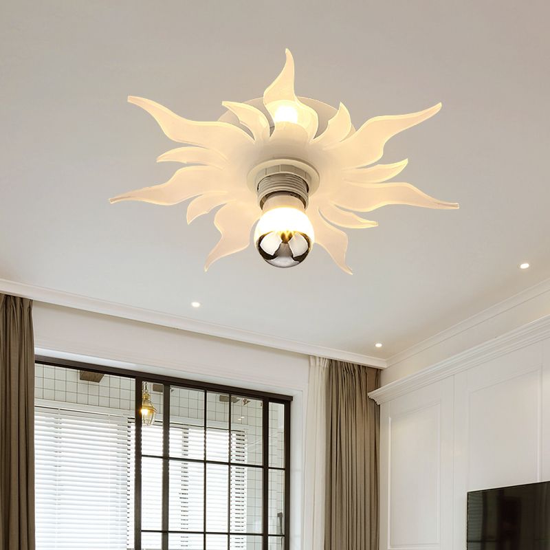 Corredor de 1 luz Semi Flush Mount Nordic White LED Flexure con tono acrílico, luz blanca/cálida