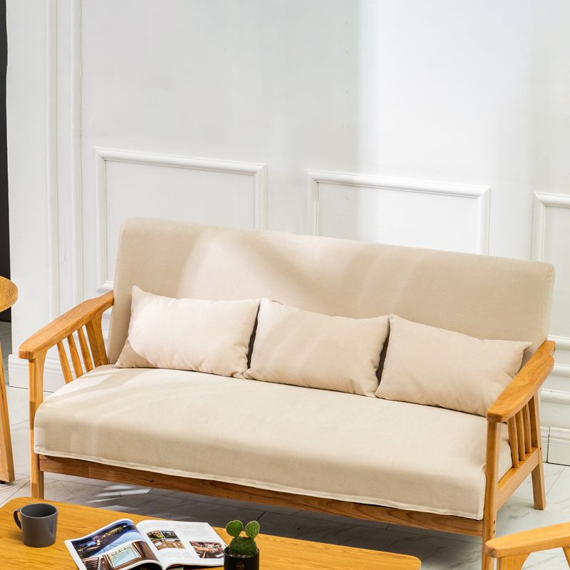 Square Arm Sofa Solid Wood Pillow Back Seating for Living Room