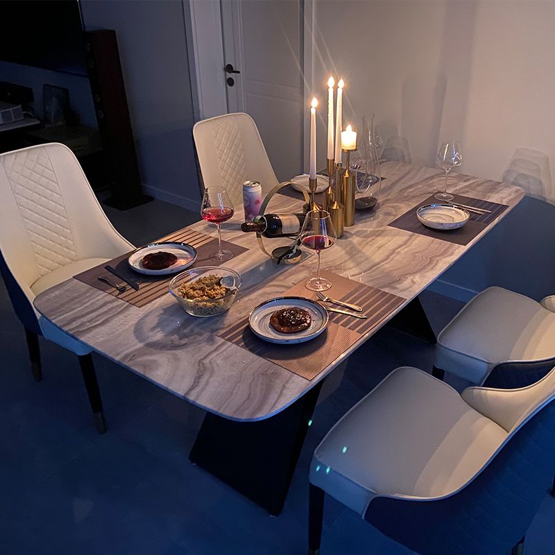 Metal Traditional Luxury Rectangular Table Sintered Stone Table for Dining Room and Kitchen