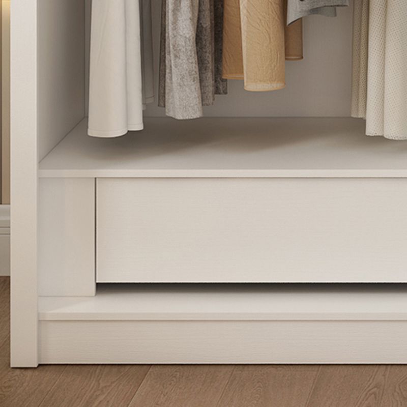 Bedroom Wardrobe Cabinet Modern White Storage Armoire with Sliding Doors