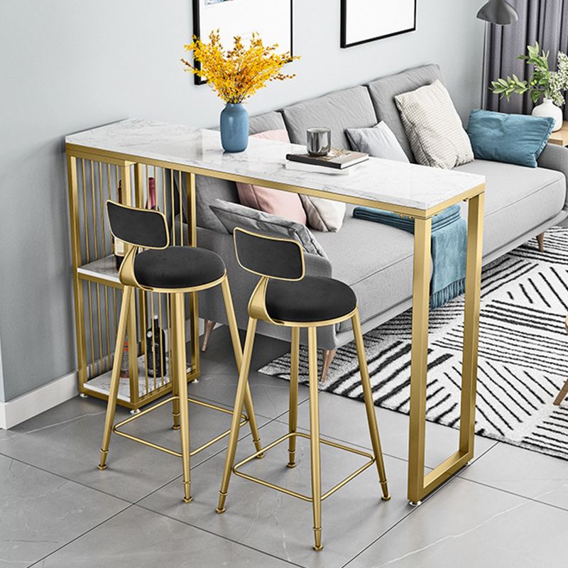 Glam Style 1/2/3 Pieces Faux Marble Bar Table Set Fixed Table Counter Set