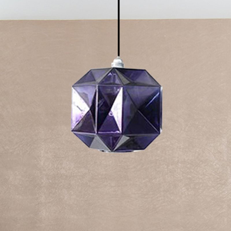 Diamond Anhänger Beleuchtung postmodernes Glas 1 Hellblau/Gold/Bernsteinhänge Deckenleuchte