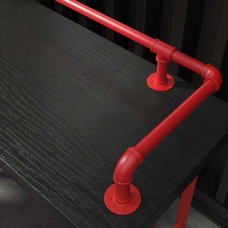 Industrial Wood Bar Table with Rectangle Table Top Red Trestle Table - 45.28" H