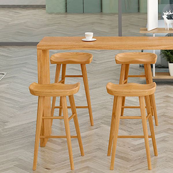 Contemporary Style 1/2/5/9 Pieces Bar Table Set Rectangle Wood Bar Table with Wood Stools