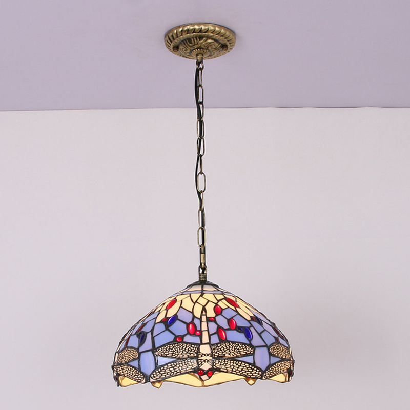 Tiffany Handcrafted Stained Glass Hanging Lamp Dragonfly Hanging Pendant Light