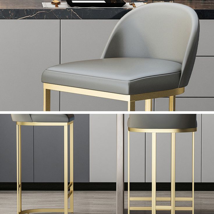 Scandinavian Bar and Counter Stool Low Back Stool with Gold Pedestal Base