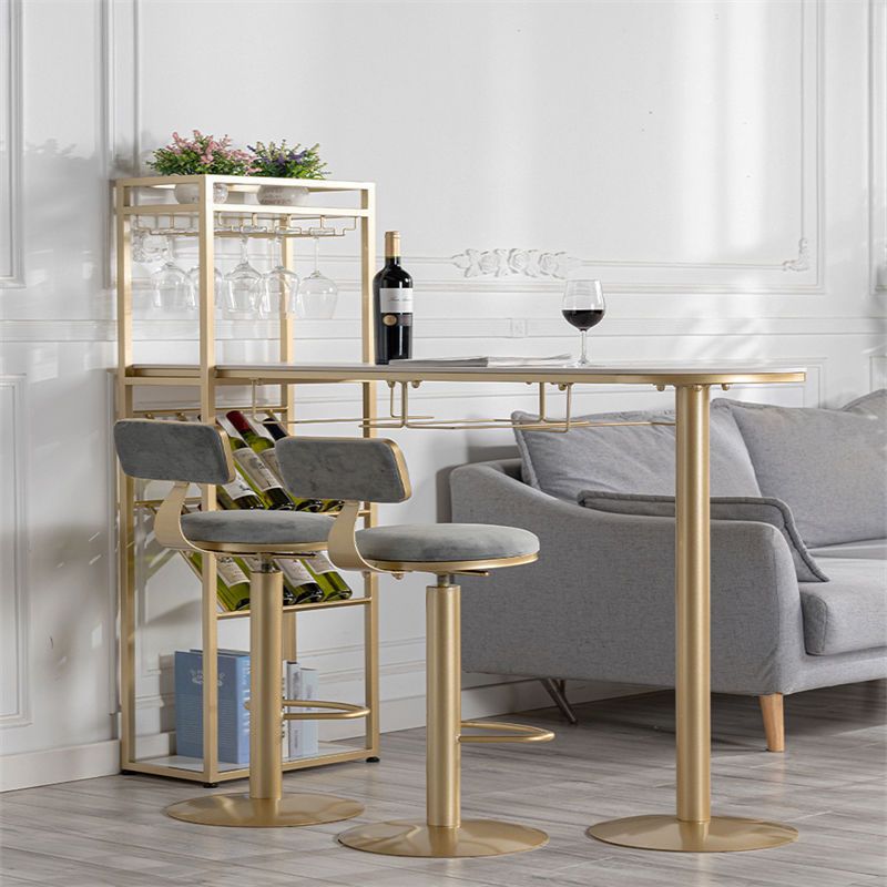 Stone Top Bar Dining Table Traditional Luxury Bar Table with Double Pedestal Base