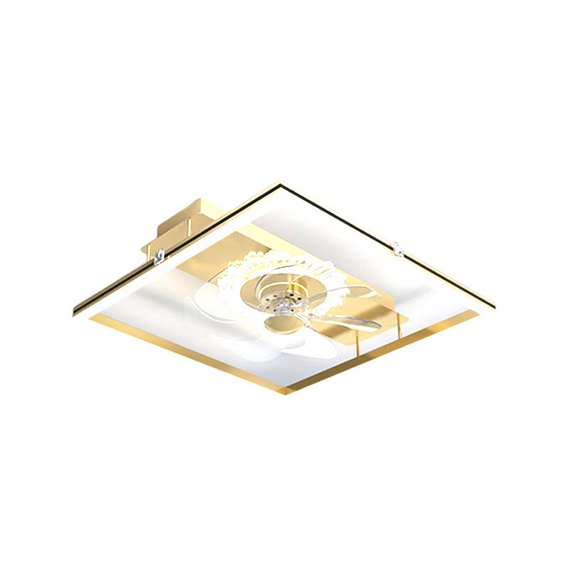 Light Luxury Iron Ceiling Fan Lamp Geometry LED Ceiling Fan Light for Living Room