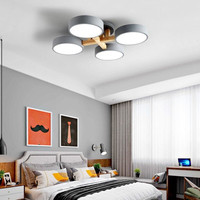 Nordic Round Ceiling Light Colorful Multi Light Flush Mount Light for Bedroom