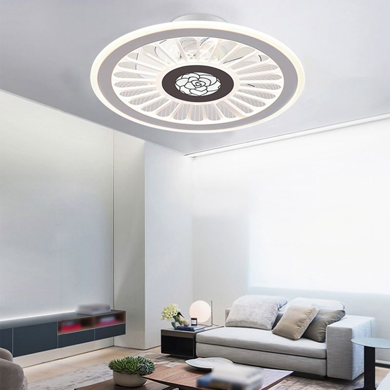 Metal Ceiling Fan Light Round Modern Ceiling Light Fixture for Bedroom