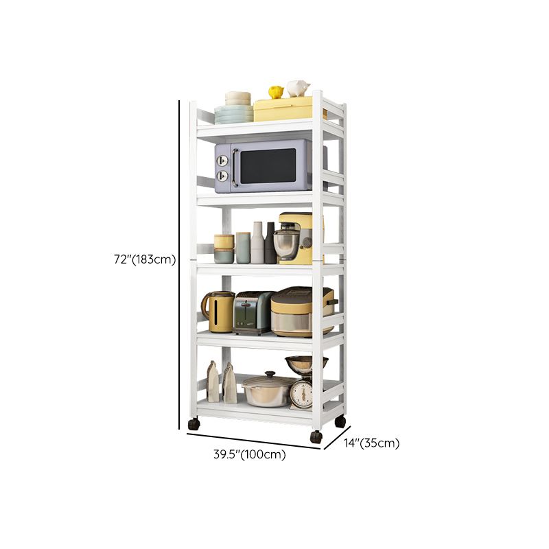Modern Metal Kitchen Island Table Open Storage Prep Table in White