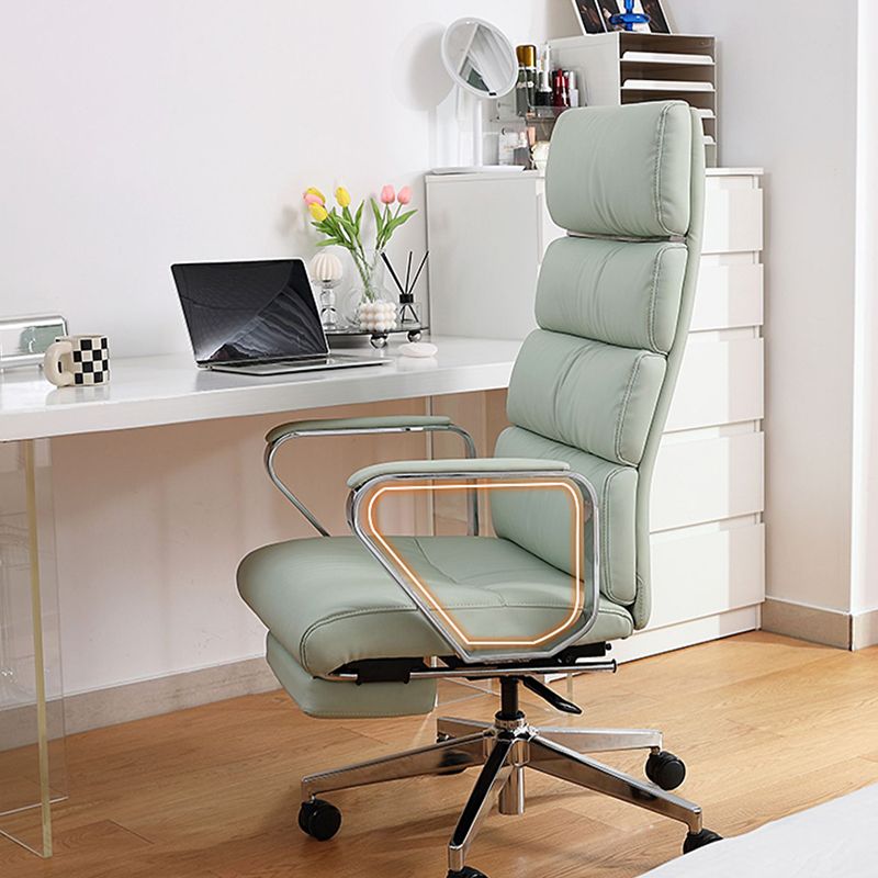 Fixed Arms Desk Chair Modern Leather Adjustable Seat Height Swivel Chair with Wheels