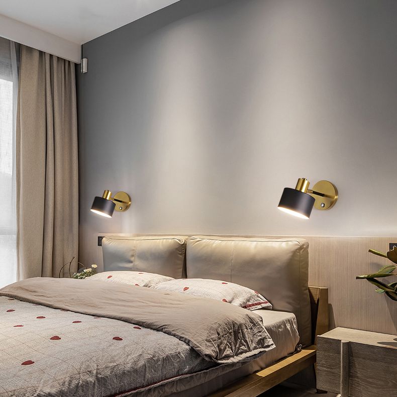 Adjustable Angle 1 Light Cylinderical Wall Sconce Nordic Luxury Style Metal Sconces