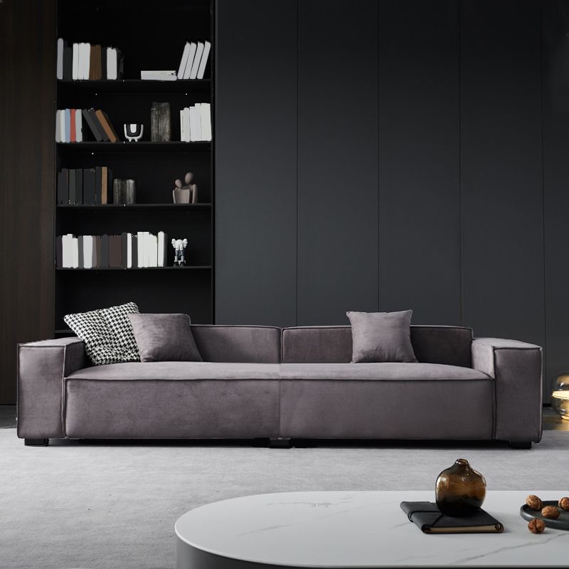 Stationary Stain-Resistant Faux Leather Sofa Living Room Gray Cushions Settee