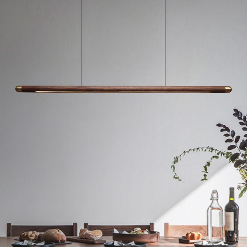 Moderner Stil Linear hängende hängende Lichtholz 1-Licht-Inselleuchte