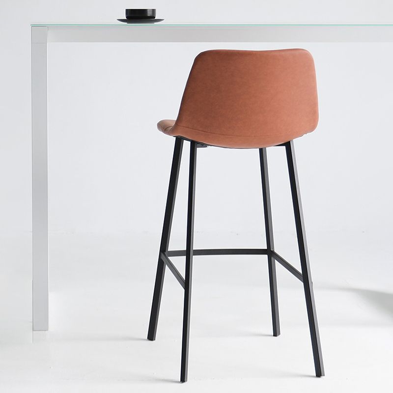 Modern Armless Bar Stool PU Leather Low Back Stools with Metal Frame