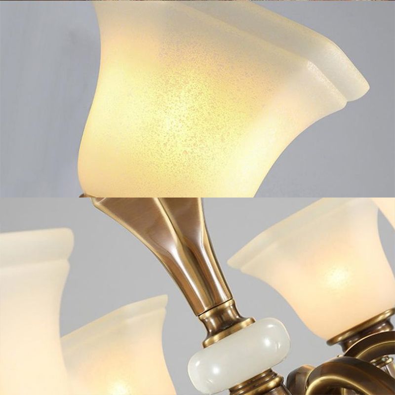 Modern Style Metal Hanging Pendant Light Glass Geometric Chandelier for Living Room