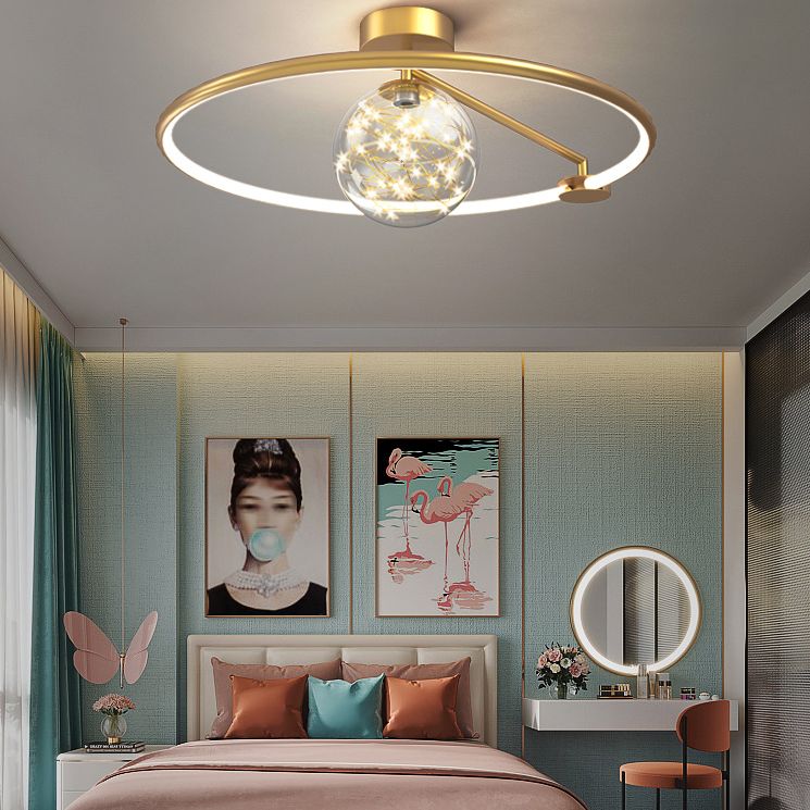 Hedendaags aluminium 1-licht LED-spoelmontagecirkel plafond gemonteerd licht voor slaapkamer