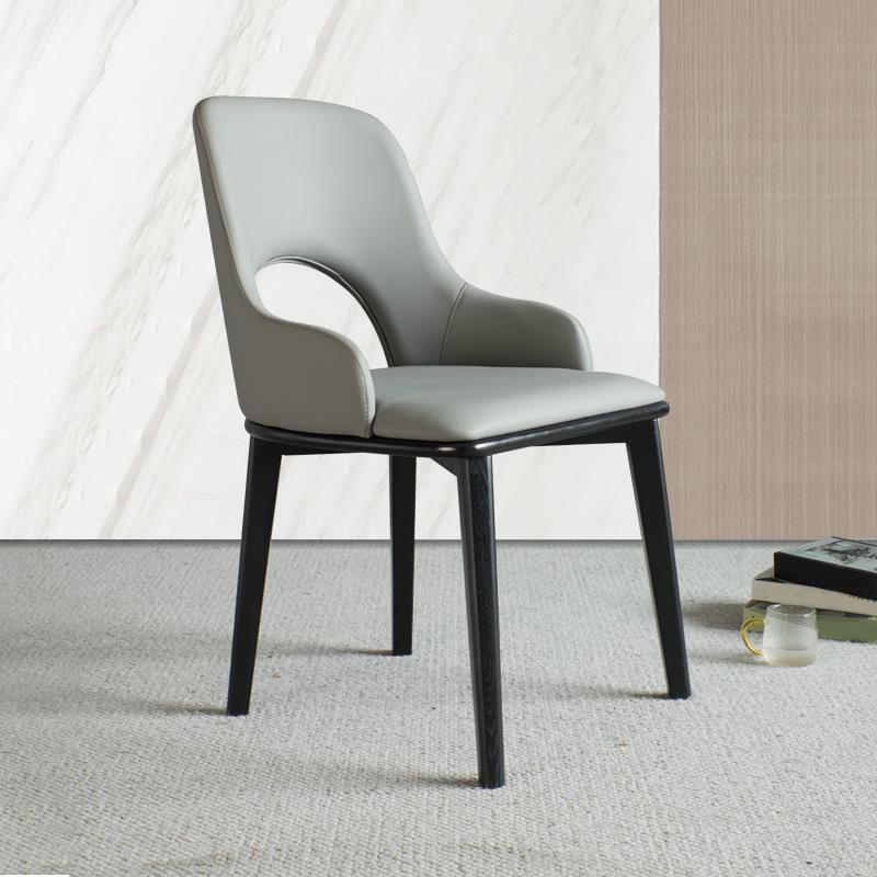 Open Back Home Dining Chair Wooden legs Arm Chair with Upholstered